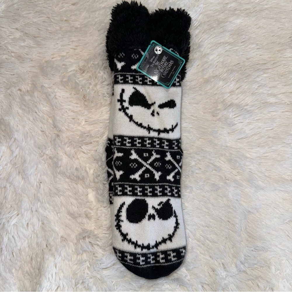 Disney Black and White Nightmare Before Christmas Slipper Socks